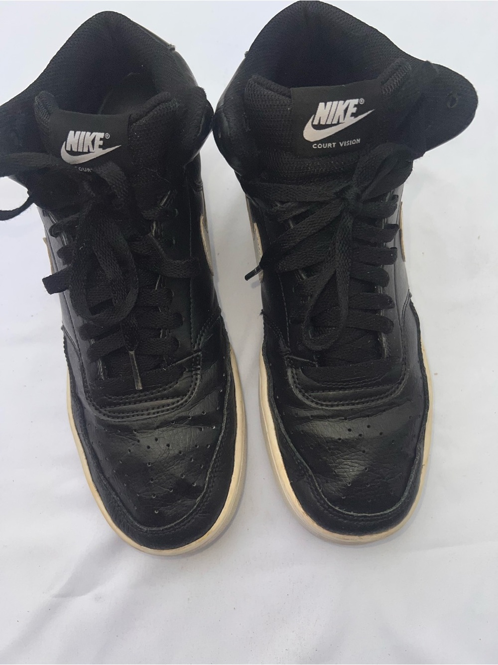 Nike Black High-Top Court Sneakers with Off-White Sole